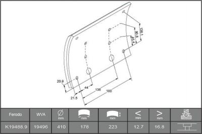 Ferodo K19488.9-F3664 комплект тормозных башмаков, барабанные тормоза на MERCEDES-BENZ ATEGO