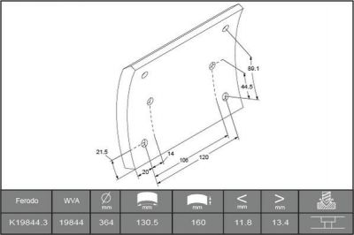 Ferodo K19844.3-F3658 комплект тормозных башмаков, барабанные тормоза на MERCEDES-BENZ LK/LN2