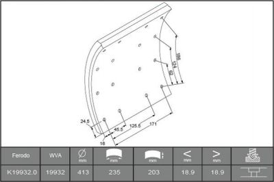 Ferodo K19932.0-F3745 комплект тормозных башмаков, барабанные тормоза на SCANIA 3 - series