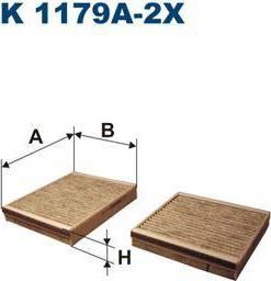 FILTRON Фильтр салона угольный PEUGEOT 207 06->(1к-т=2шт.) (6447VX, K1179A-2X)