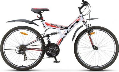 Велосипед двухподвесный Stels Focus V 26 quot; (2016), рама сталь 18 quot;, белый-черный-красный