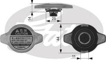 GATES Крышка радиатора HONDA/MAZDA/SUZUKI/TOYOTA /1.1bar (RC134, RC134)