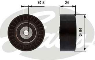 GATES Паразитный / ведущий ролик, поликлиновой ремень SKODA OCTAVIA (1U2) 1.9 SDI (038145276, T38094)