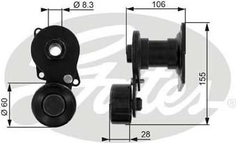 Gates T38233 натяжной ролик, поликлиновой ремень на PEUGEOT 405 II Break (4E)
