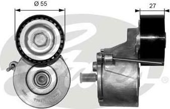 GATES Натяжитель приводного поликлинового ремня СITROEN/PEUGEOT/FORD/MAZDA 1.4D/1.6D 01- (575189, T38371)