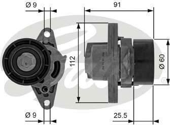 GATES Натяжной ролик, поликлиновой ремень RENAULT LOGAN (LS_) 1.4 (8200603359, T38456)