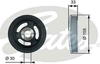 Gates TVD1061 ременный шкив, коленчатый вал на PEUGEOT 208