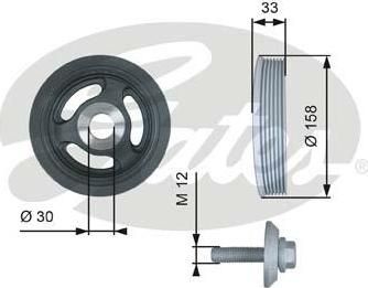 Gates TVD1061A ременный шкив, коленчатый вал на PEUGEOT 208