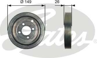 Gates TVD1104 ременный шкив, коленчатый вал на PEUGEOT 206 Наклонная задняя часть (2A/C)
