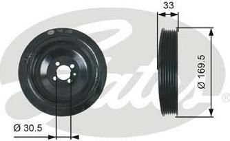 GATES Шкив коленчатого вала OPEL/SAAB 1.9D 04- (TVD1131)