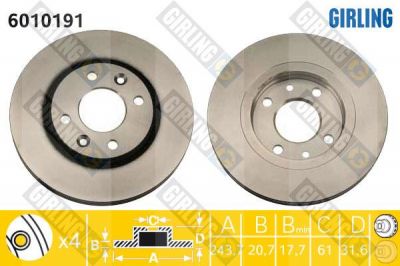 Girling 6010191 тормозной диск на RENAULT 21 (B48_)