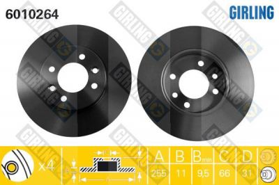 Girling 6010264 тормозной диск на RENAULT 21 универсал (K48_)