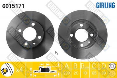 Girling 6015171 тормозной диск на AUDI 80 (81, 85, B2)