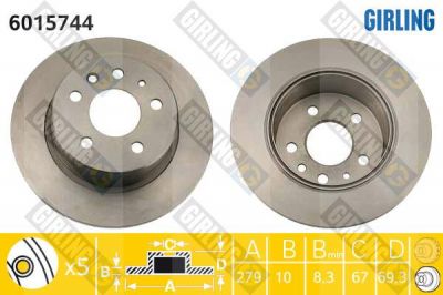 Girling 6015744 тормозной диск на MERCEDES-BENZ S-CLASS (W126)