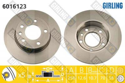 Girling 6016123 тормозной диск на OPEL OMEGA A (16_, 17_, 19_)