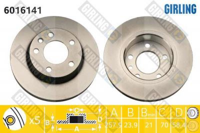 Girling 6016141 тормозной диск на OPEL OMEGA A универсал (66_, 67_)