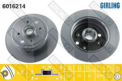 Girling 6016214 тормозной диск на OPEL VECTRA A (86_, 87_)