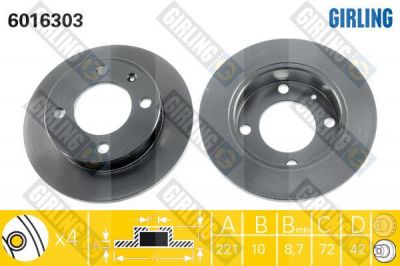 Girling 6016303 тормозной диск на FORD FIESTA II (FBD)