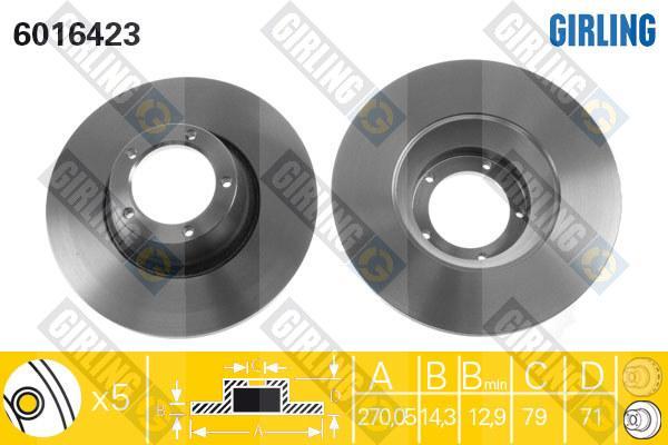 Girling 6016423 тормозной диск на FORD TRANSIT c бортовой платформой/ходовая часть (V_ _)