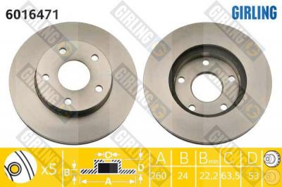 Girling 6016471 тормозной диск на FORD SCORPIO I (GAE, GGE)