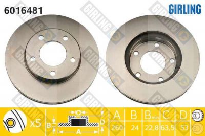 Girling 6016481 тормозной диск на FORD SCORPIO I (GAE, GGE)