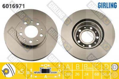 Girling 6016971 тормозной диск на VOLVO 960 Kombi (965)