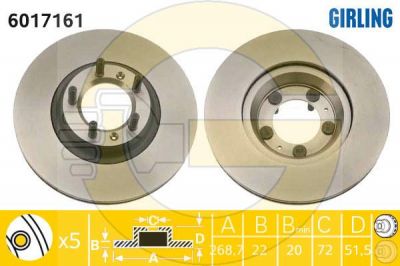 Girling 6017161 тормозной диск на ALFA ROMEO 75 (162B)