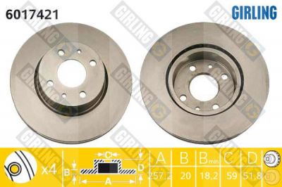 Girling 6017421 тормозной диск на FIAT CROMA (154)