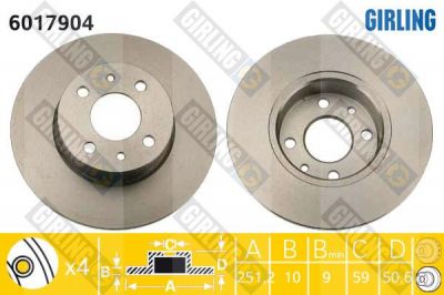 GIRLING Диск торм.зад.не вент.ALFA ROMEO 147/156/164/Croma 0060569164 (82440275, 6017904)