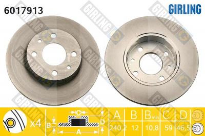 Girling 6017913 тормозной диск на FIAT UNO (146A/E)