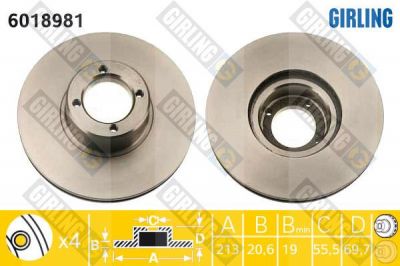 Girling 6018981 тормозной диск на RELIANT SCIMITAR Roadster