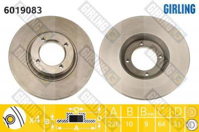 Girling 6019083 тормозной диск на TOYOTA STARLET универсал (KP6_)