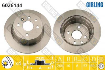 Girling 6026144 тормозной диск на OPEL ASTRA F универсал (51_, 52_)