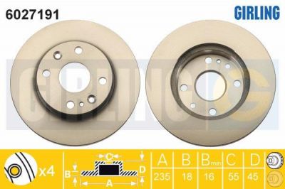 Girling 6027191 тормозной диск на MAZDA 323 C IV (BG)