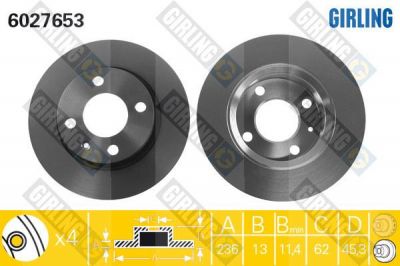 Girling 6027653 тормозной диск на SKODA FELICIA I Fun (797)