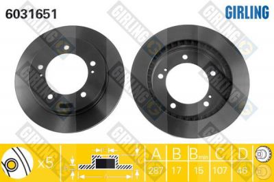 GIRLING Диск тормозной пер. Suzuki Vitara 88-99 287,4x17mm (5521156B00, 6031651)