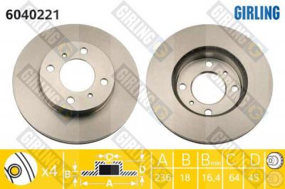 Girling 6040221 тормозной диск на PROTON PERSONA 400 Наклонная задняя часть (C9_C, C9_S)