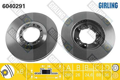 GIRLING Диск тормозной OPEL FRONTERA 95-/MONTEREY 91-99/ISUZU TROOPER 91- передний (569050, 6040291)