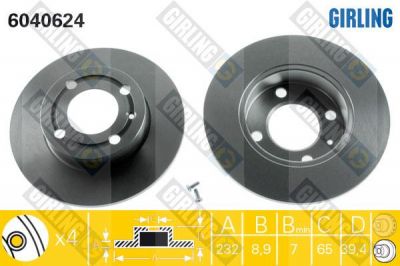 Girling 6040624 тормозной диск на VW POLO CLASSIC (6KV2)