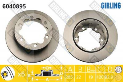 Girling 6040895 тормозной диск на VW LT 28-46 II c бортовой платформой/ходовая часть (2DC, 2DF, 2