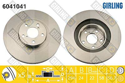 GIRLING Диск тормозной SUBARU FORESTER 03-/IMPREZA 94-/LEGACY 03- передний вент. (26300AE060, 6041041)