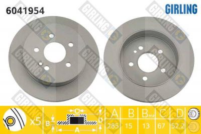 Girling 6041954 Диск тормозной MERCEDES W163 230-430 98-08.00 задний D=285мм.