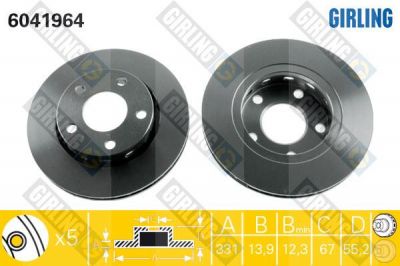 GIRLING Диск тормозной зад. MB W163 2,7-5,0L 95-02 (331,5x13,9mm) (1634230012, 6041964)