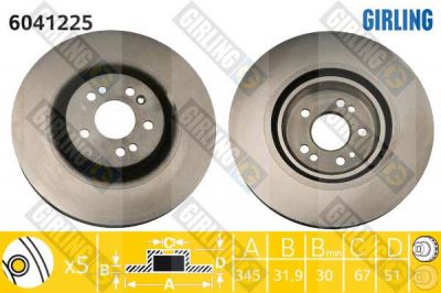 GIRLING Диск тормозной перед. MB W163 2,7-5,0L 98-05 (345x31,9mm) (1634210312, 6042225)