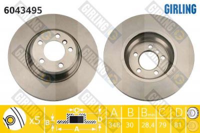 GIRLING Диск тормозной передний E65 E66 730-760 01- 348x30mm (34116750267, 6043495)