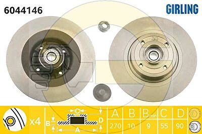 Girling 6044146 тормозной диск на RENAULT MEGANE II универсал (KM0/1_)