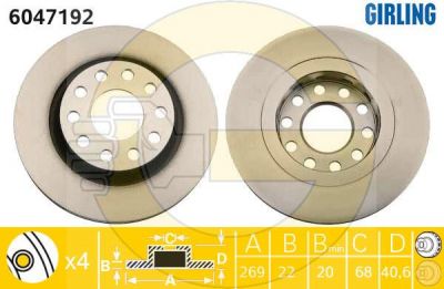 Girling 6047192 тормозной диск на AUDI A6 Avant (4B5, C5)