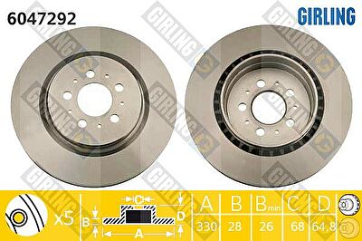 Girling 6047292 тормозной диск на VOLVO V70 II (SW)