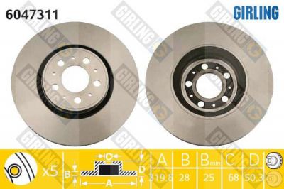 Girling 6047311 тормозной диск на VOLVO XC70 CROSS COUNTRY