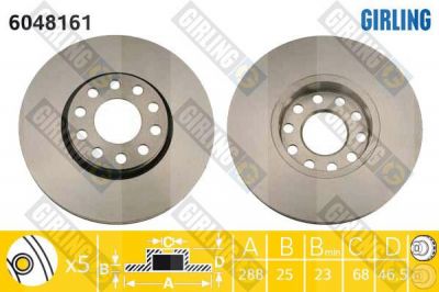 Girling 6048161 тормозной диск на SKODA SUPERB (3U4)